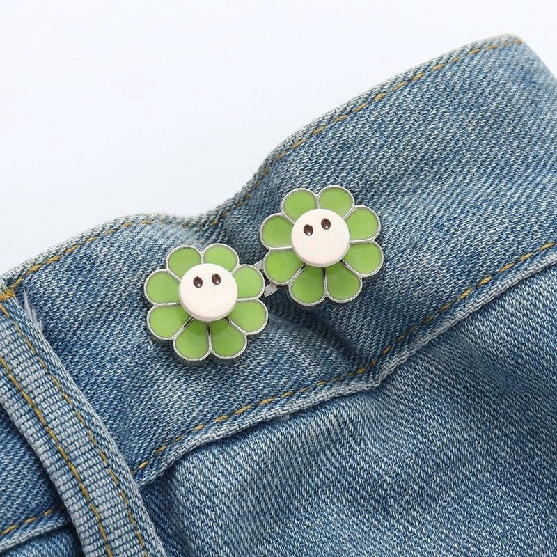 Nail-Free Removable Waist Buckle Pair, Flat-Bottom Seamless Buttons for Pants & Skirts, Assorted Designs