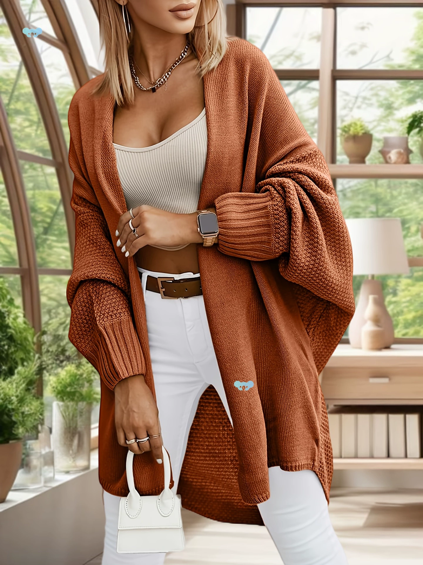 Длинный кардиган-свитер оверсайз, длинный кардиган, трансграничная дропшиппинг