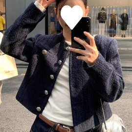 小香风外套短款2025长袖复古秋季气质圆领新款法式上衣