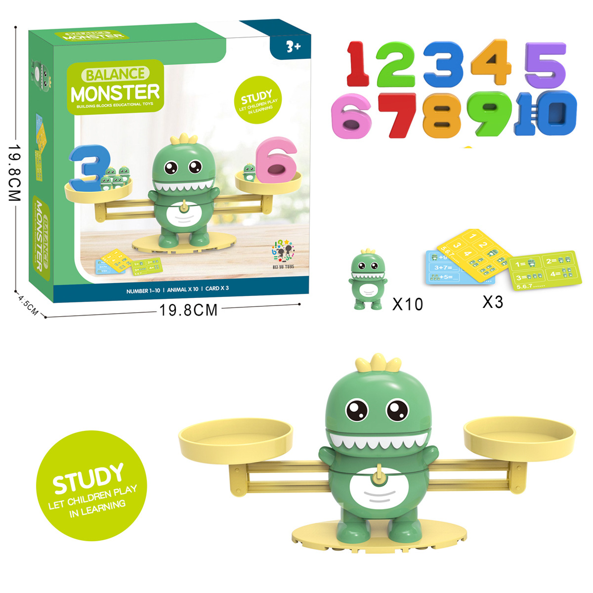 Nueva educación temprana de los niños Qizhi escritorio juego de equilibrio dinosaurio monstruo pequeño equilibrio Digital equilibrio ciencia y educación Juguetes