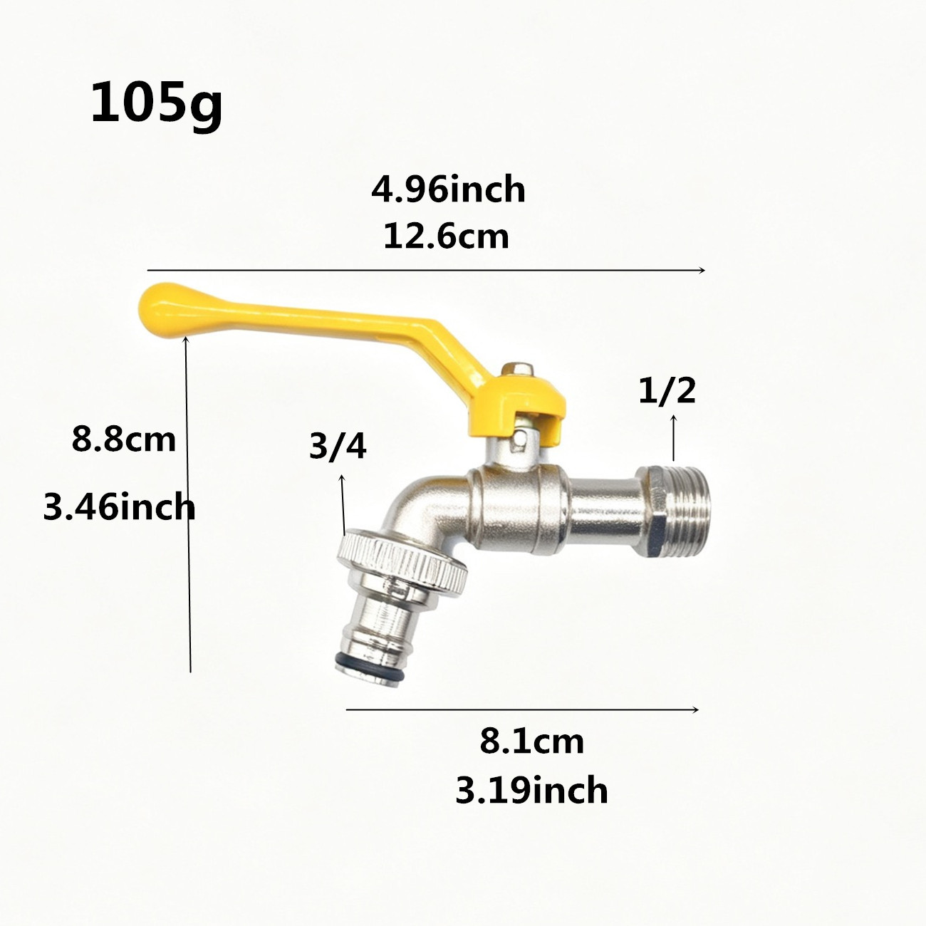 Grifo de doble propósito de aleación de zinc 1/2 transfronterizo de 4 puntos, grifo de doble salida, una entrada y dos salidas, lavadora para exteriores