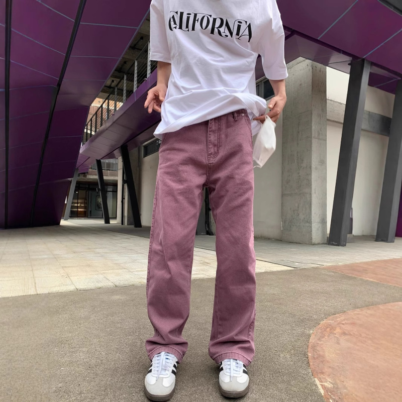 American High Street Fashion Brand New Niche Retro Purple Jeans Men's Hip-Hop Loose Straight Versatile Couple Pants