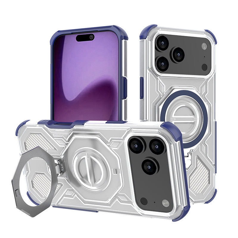 新しいモデル Apple シリーズ携帯電話ケースエアバッグ落下防止 ipone17 スタンド磁気透明携帯電話保護カバー|undefined