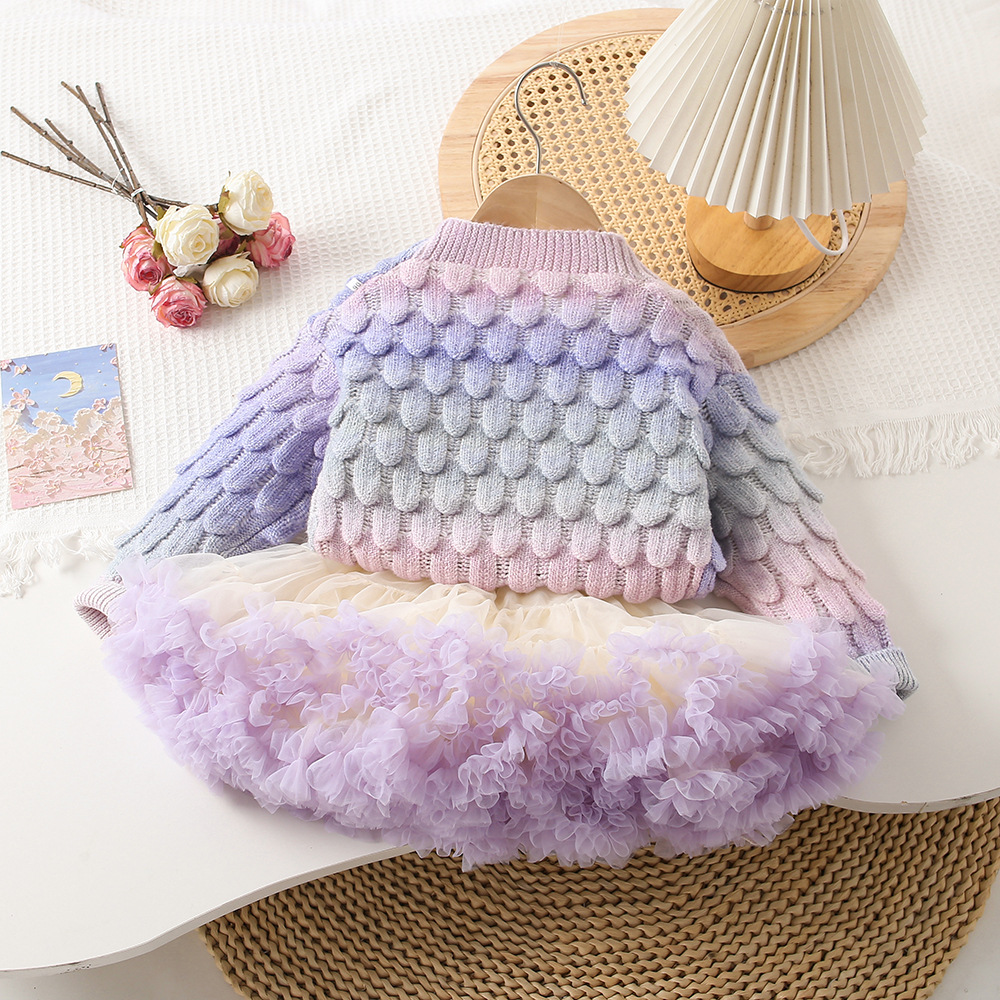 Korean style fashionable with protruding skirt, stylish and colorful gradient cute cover, three-dimensional girls'_voghion.com