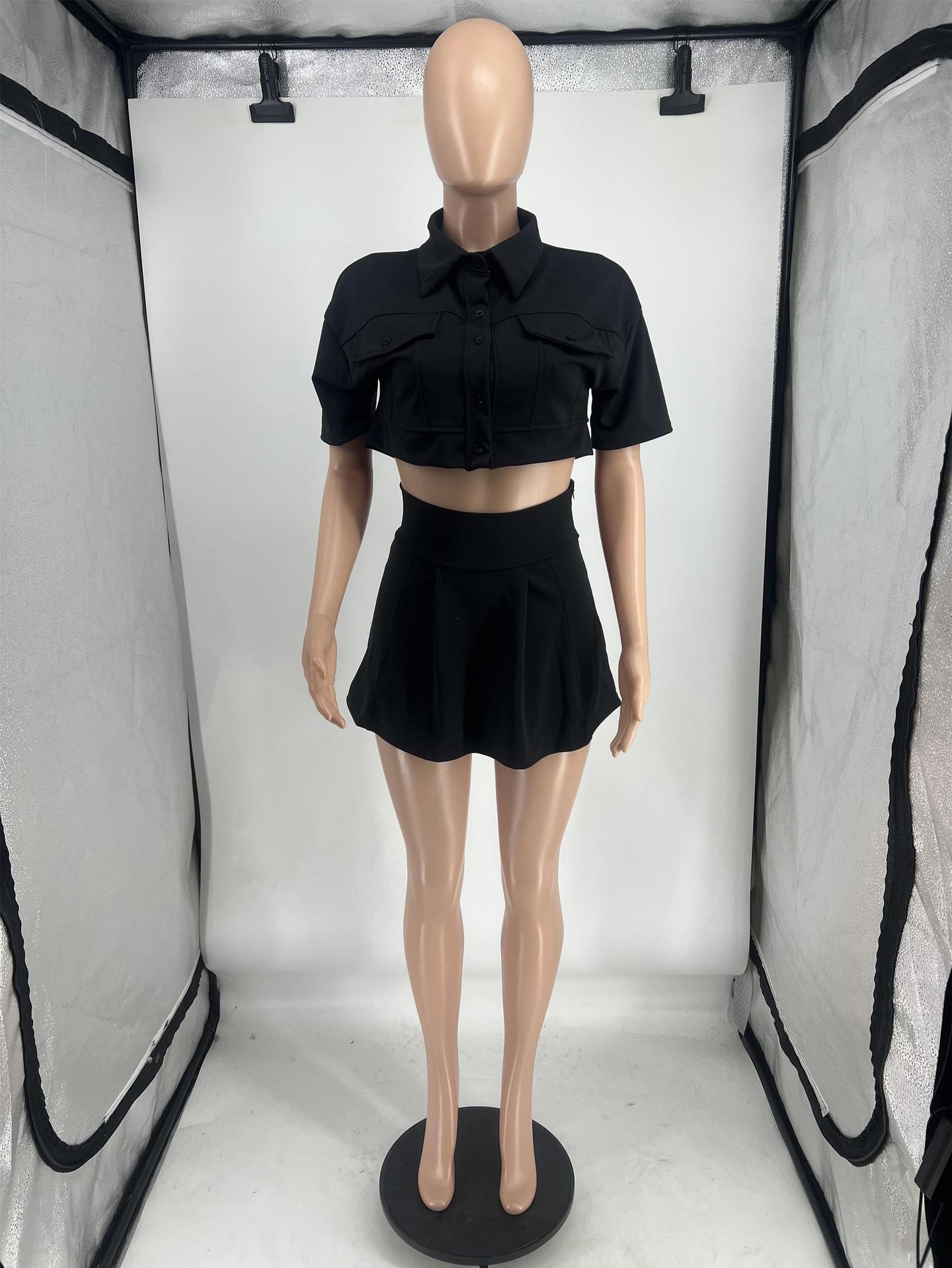 Completo due pezzi donna stile cargo top e minigonna_voghion.com
