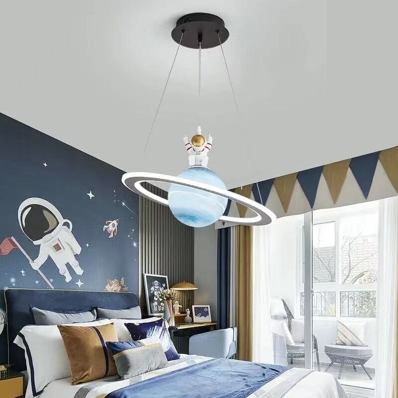 Planet chandelier children's room light wandering Earth creative boys and girls room light space star Net red bedroom light