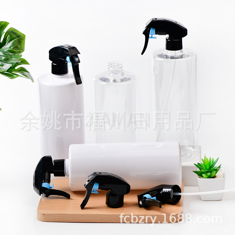 1000ML圆平肩塑料喷枪瓶 消毒水A枪手扣式喷壶浇花清洁园艺喷雾瓶