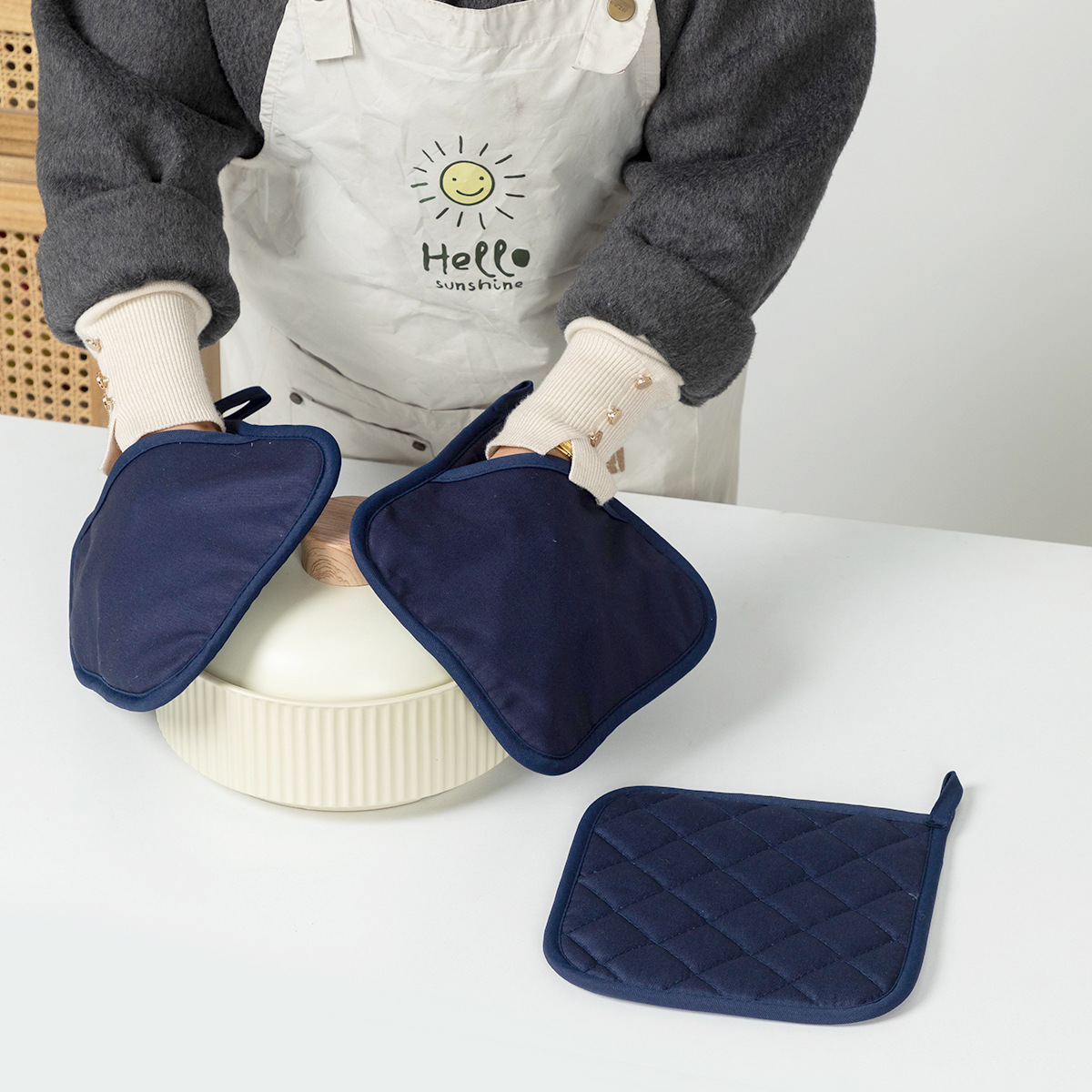 국경 간 베이킹 오븐 장갑 단열재 커버 면 두꺼운 단열 패드 안티 스케일 조리 단열 장갑 맞춤형 로고