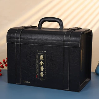 白酒包装皮箱定做logo礼品盒手提现货皮盒六支高档空箱定制白酒盒