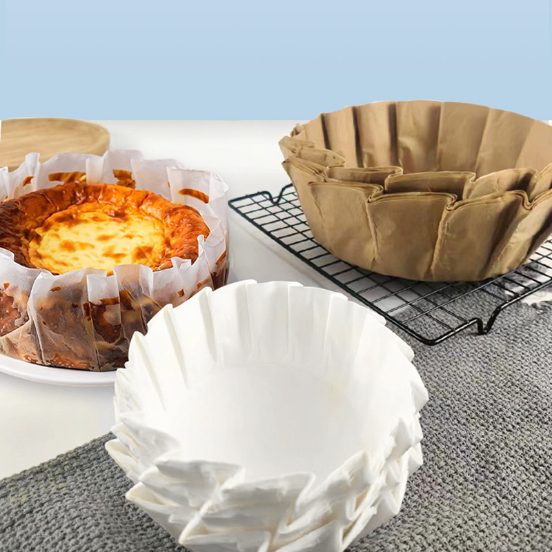 4 pulgadas 5 pulgadas 6 pulgadas 8 pulgadas Pastel vasco papel desmoldeo plegable-libre papel soporte de papel resistente a altas temperaturas Pastel vasco soporte de papel