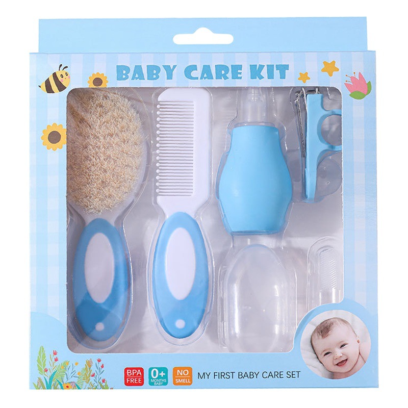 Nuevo bebé cuidado traje bebé lana peine cepillo dedo cepillo de dientes nasal succión dispositivo cortaúñas regalo traje