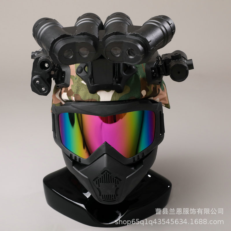 Casco táctico para niños binoculares de cuatro ojos de protección al aire libre equipo de ventilador militar telescopio modelo de visión nocturna equipo táctico