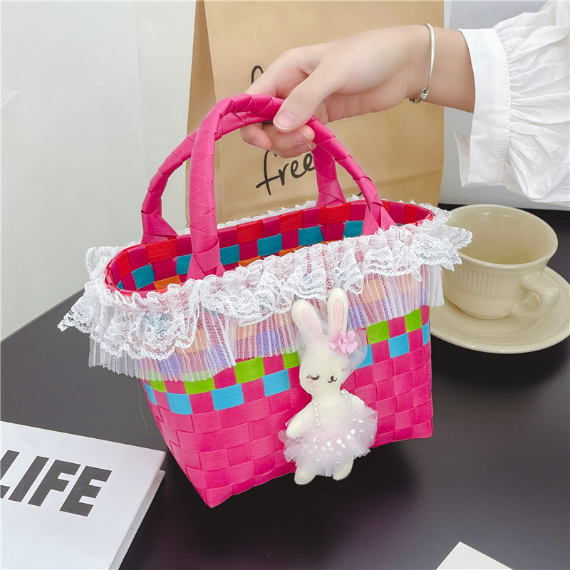 Bolso pequeño para niños nuevo para mujer 2023 mini portátil cesta de verduras lindo bolso tejido a mano bolsa de playa junto al mar