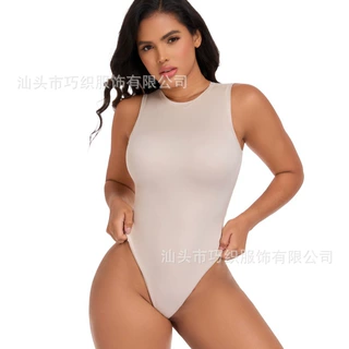 定制欧美女装性感连体上衣修身辣妹连体衣女外穿纯色紧身连体衣