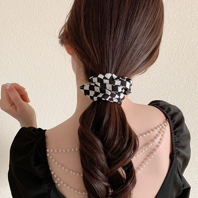 Simple Style Checkered Cloth Hair Tie 1 Piece display picture 3