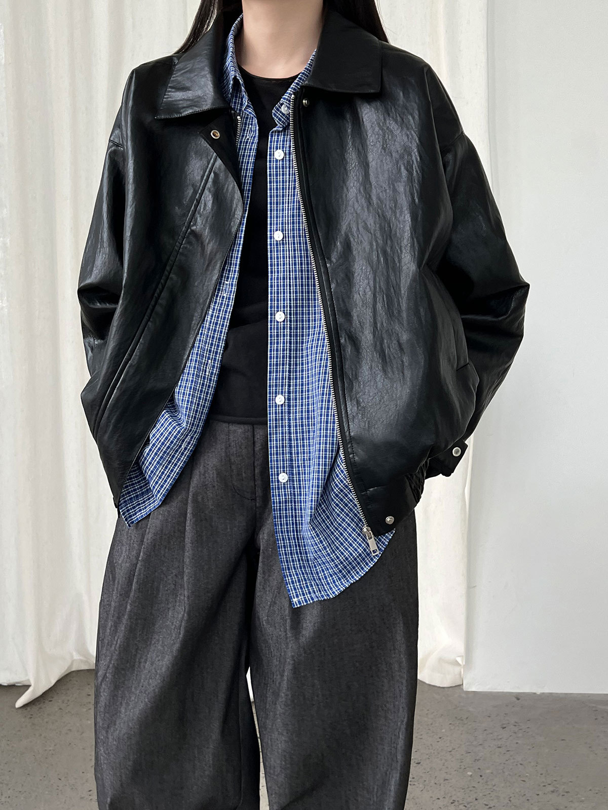 Retro autumn polyurethane jacket, American style, high-end