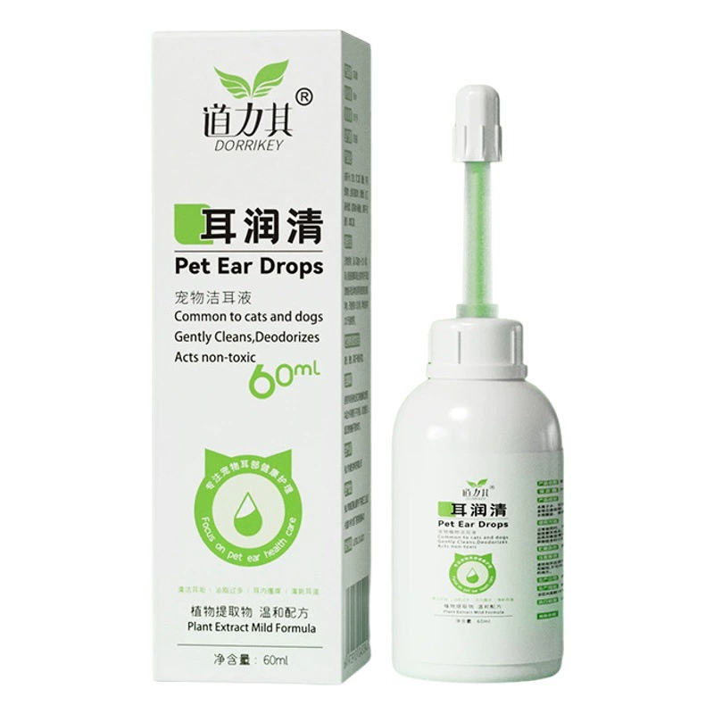 Tao Li's Ear Runqing Жидкость для чистки ушей домашних животных 60 мл Жидкость для мытья ушей для кошек Удаление ушей Запах Жидкость для кормления собак