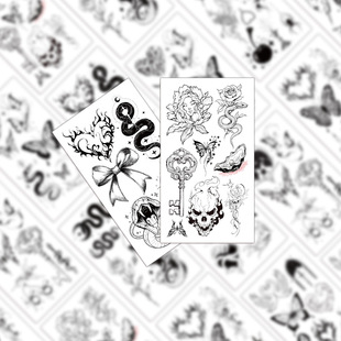 10 sheets/set of new butterfly snake black tattoo stickers personalized arm face stickers clavicle stickers waterproof non-toxic easy to clean stickers