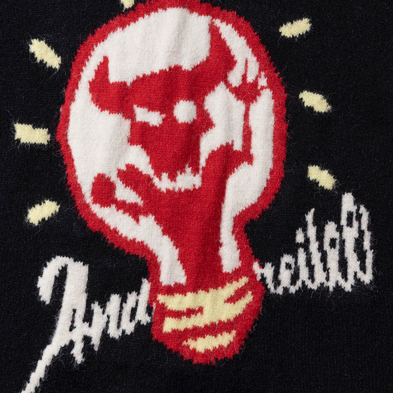 YWFG original estilo de diseño retro estadounidense otoño 2024 pareja alta versátil cuello redondo manga larga suéter de punto
