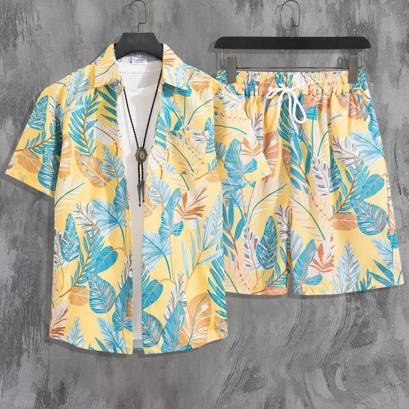 Completo uomo due pezzi camicia maniche corte e pantaloncini mare_voghion.com