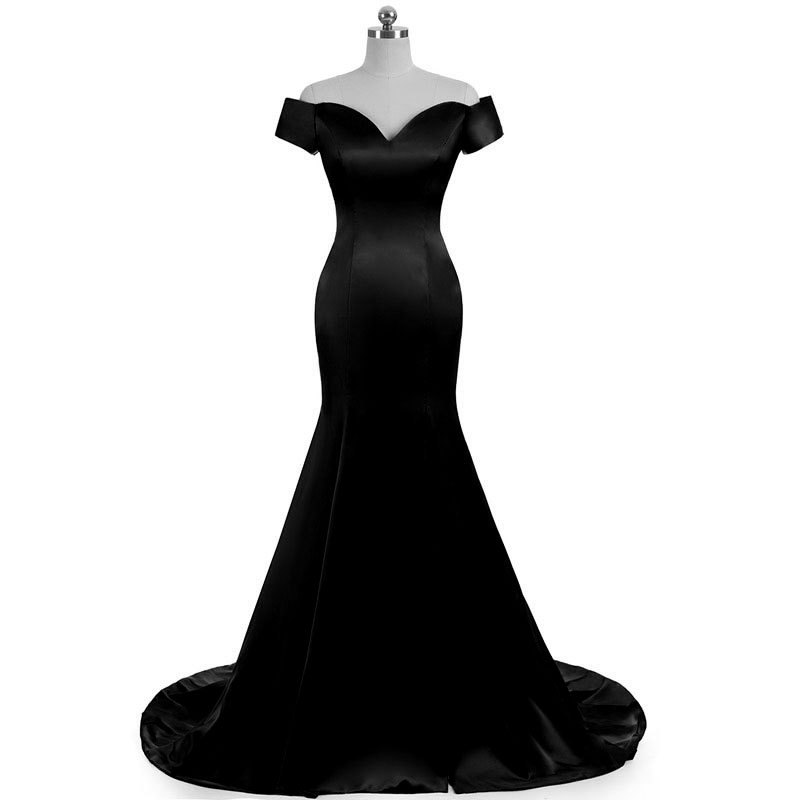 Vestido de noche de satén con un solo hombro y cola de pez, sencillo y elegante, para comercio exterior europeo y americano, Amazon, AliExpress, Wish