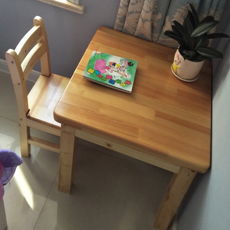 Children's Solid Wood Writing Table, Home Table and Chair, Pine Table, Kindergarten Table, Wooden Table, Early Education Small Desk, Learning Square Table