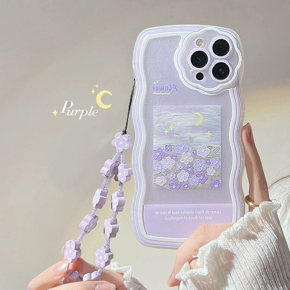 Purple Moon Flower Star Sweet Wavy  Phone case for iPhone14 13 12 11