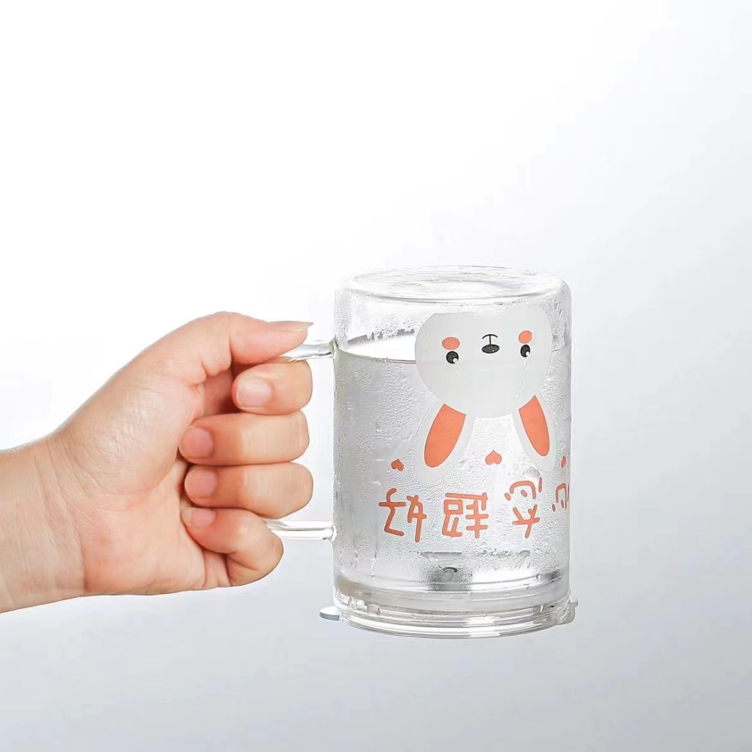 Creativo lindo animal de dibujos animados taza inspirada de paja de vidrio taza de agua de alta apariencia simple taza de limón regalo