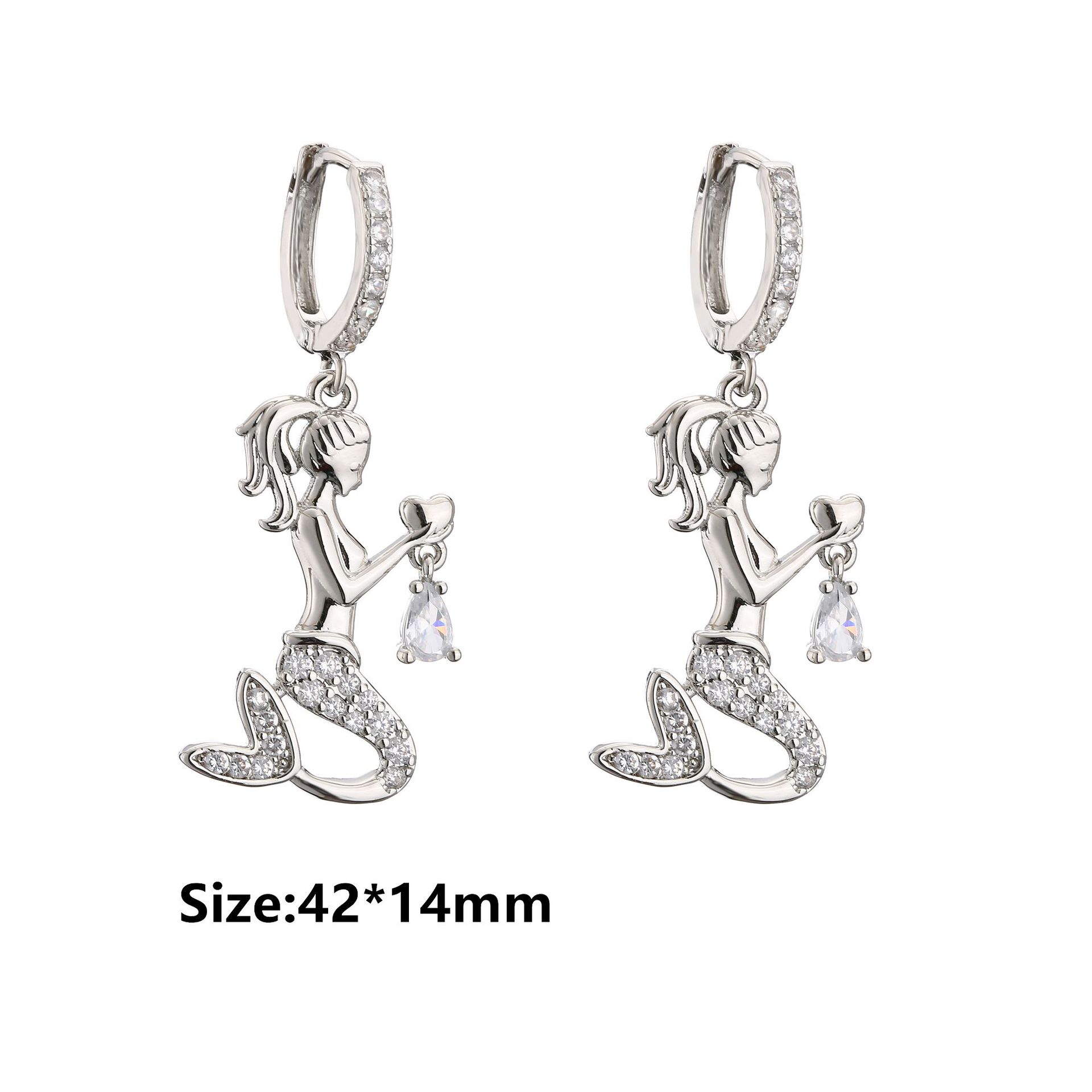 10g Weight Zircon Inlay Material Earrings Classification Wedding, Birthday Occasion Copper Material Geometric Pattern Women'S Gender Plating Design Fashion Style Fashion Geometric Plating Copper Zircon Earrings 20