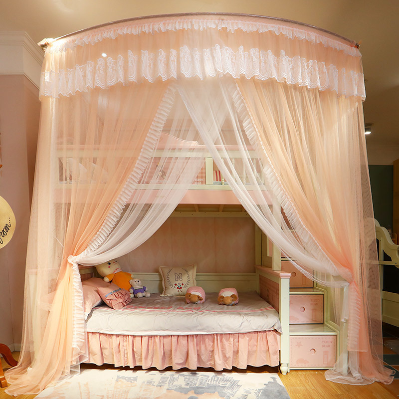 Bunk Bed Mosquito Net with Ladder and Cabinet for Home Use, Children's High and Low Double Bunk Bed, 1.5m Princess Style, 1.2m/1.8m