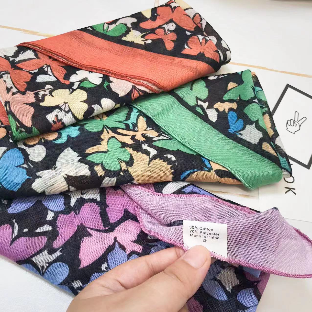 60g Weight Kerchief Classification Daily Occasion cotton and linen Material Flower Pattern Summer Season Women's Gender IG Style Style Women's IG Style Flower Cotton And Linen Kerchief 27