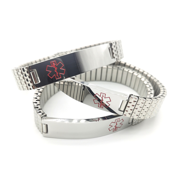 Cross-border Medical Identification Bracelet Jewelry Fashion Niche Stretch Light Luxury High-grade Stainless Steel Bracelet Steel Bracelet