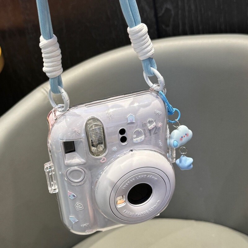 [Mini12 Transparent Shell] Instax Crystal Shell Minise Instant Camera Hard Shell Protective Case Chain