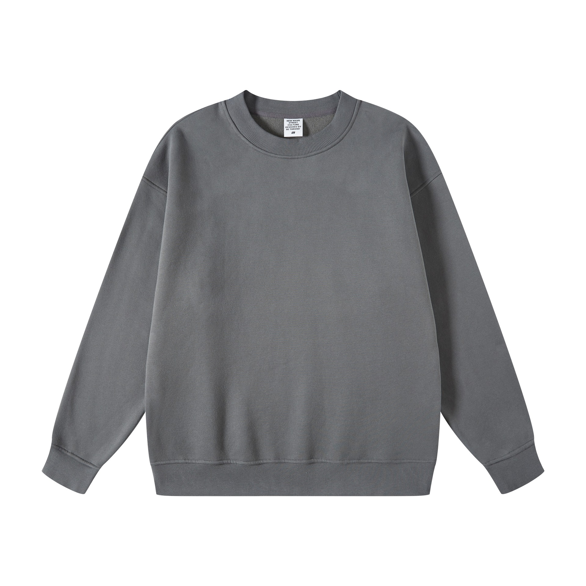 Sweat-shirt à col rond pour homme de marque décontractée et ample en velours 345 g plus couleur unie_voghion.com