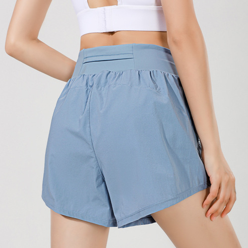Quick-drying professional running sports shorts for women, fake two-piece outer casual pants, fitness anti-exposure yoga shorts for summer