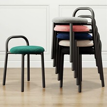 北欧创意个性布艺家用矮凳现代简约餐椅化妆凳儿童圆凳子休闲凳子