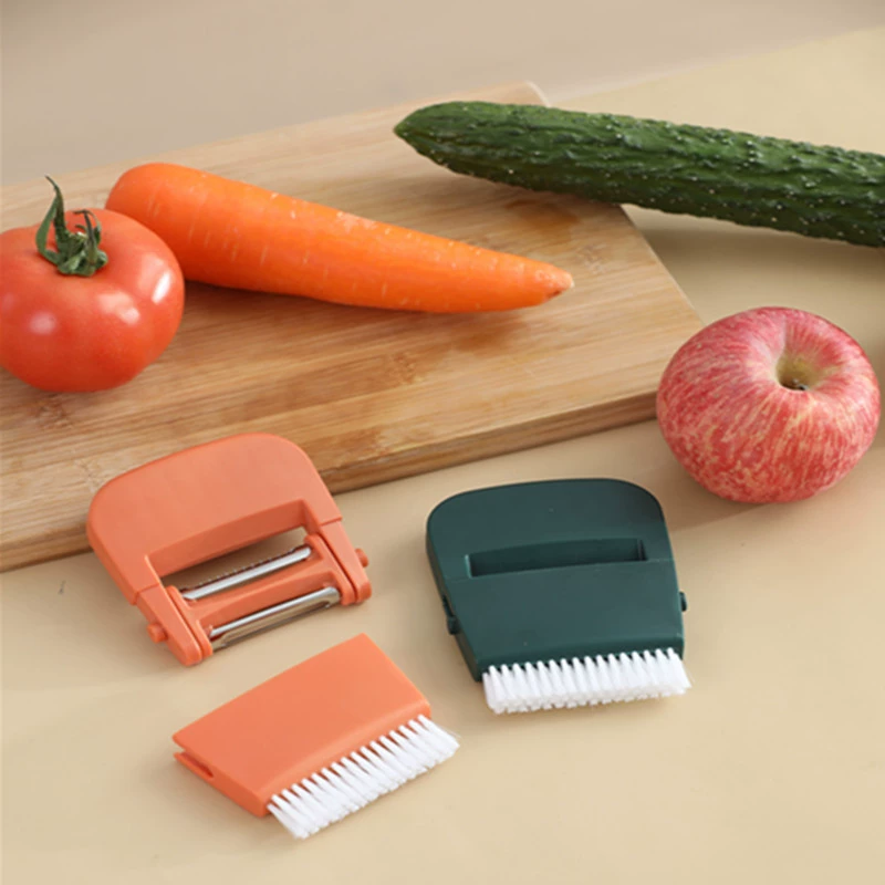 Нож для очистки нового стиля Кухонная Бытовая Овощечистка Два в одном Щетка для фруктов и овощей Многофункциональный нож для очистки фруктов и овощей