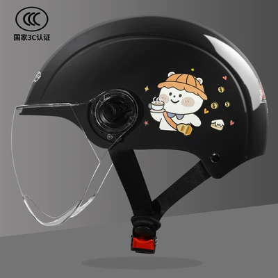 Andyya 3C Certified Electric Vehicle New Motosiklet kaskı (dəbilqə) - black-transparent-short-mirror