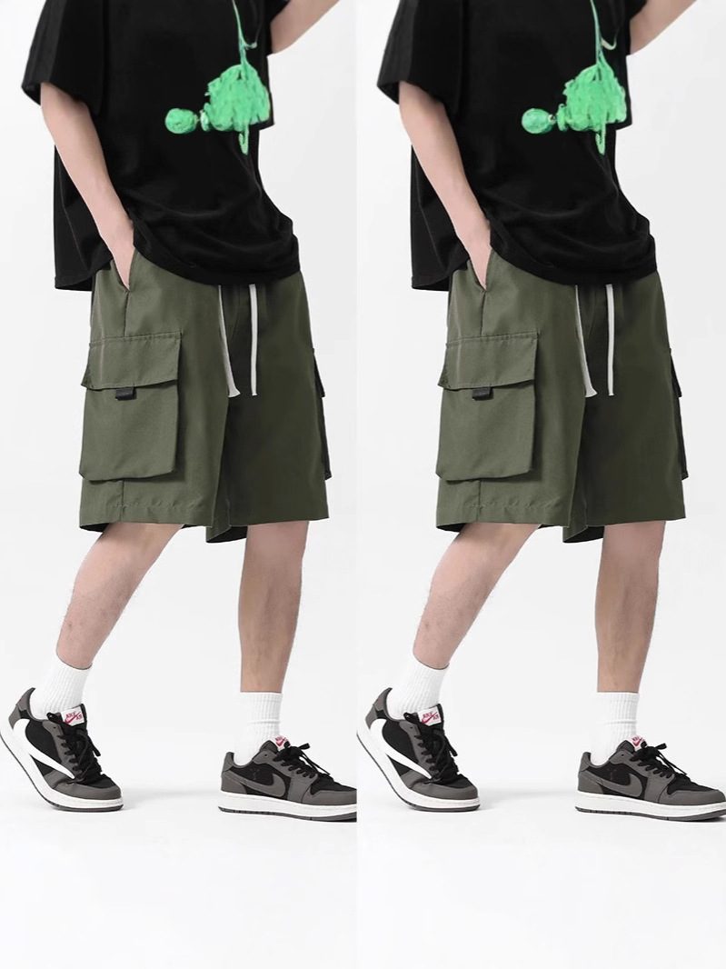 Pantalones cortos de hielo para hombres de verano tendencia americana cinco puntos pantalones deportivos casuales de moda de alta calle pantalones de playa