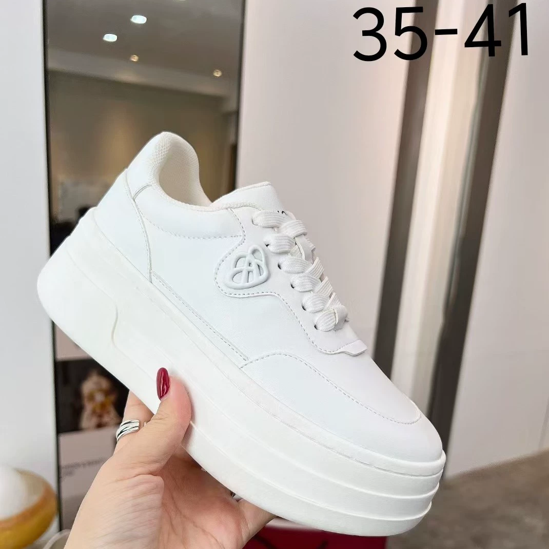 G Xiao White Shoes Женская Чжао Луси Та же модель толстой подошвы из натуральной кожи