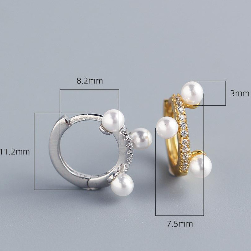 Korean fashion diamondstudded pearl earrings ear jewelrypicture10