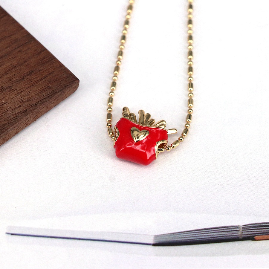 Women's Gender Sweet Cherry Fruit Strawberry Alloy Copper  Pendant Necklaces Wholesale