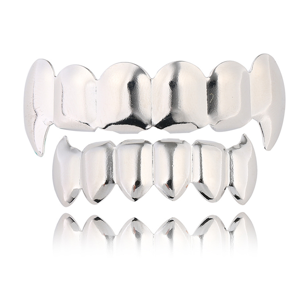 Europeo y americano nuevo hip hop personas real chapado en oro tirantes cóncavo-convexo Plaid textura hip hop tirantes grandes dientes de oro