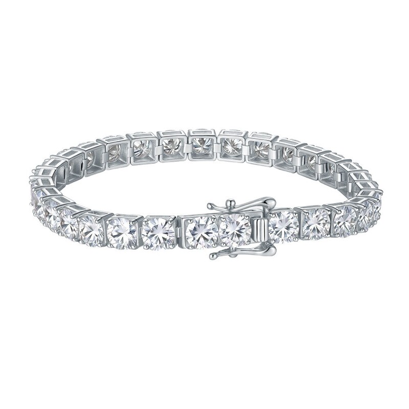 European and American Jewelry 2-6.5mm Silver Hip-Hop Single-Row Tennis Chain Moissanite Bracelet Factory Direct Sales Wholesale Factory