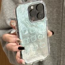 九宫格冰块适用iPhone16/17promax手机壳苹果15肤感新款13/14冰川