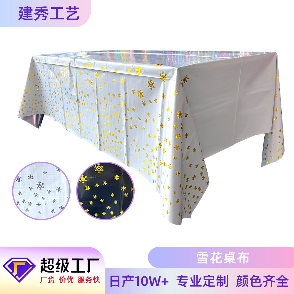 Mantel de fiesta desechable mantel impermeable a prueba de aceite suministros de fiesta de Navidad mantel rectangular mantel de copo de nieve