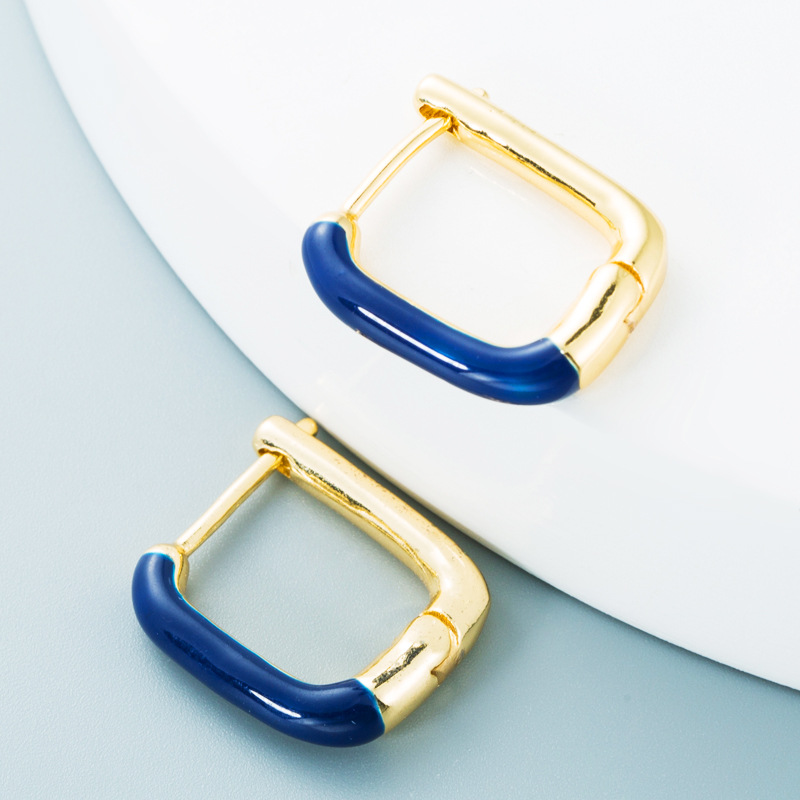 Nihaojewelry wholesale jewelry simple geometric colorful copper dripping earringspicture4