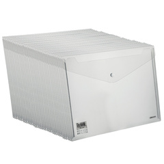 得力50個裝透明按扣文件袋a4塑料防水檔案袋辦公文件資料收納袋榕