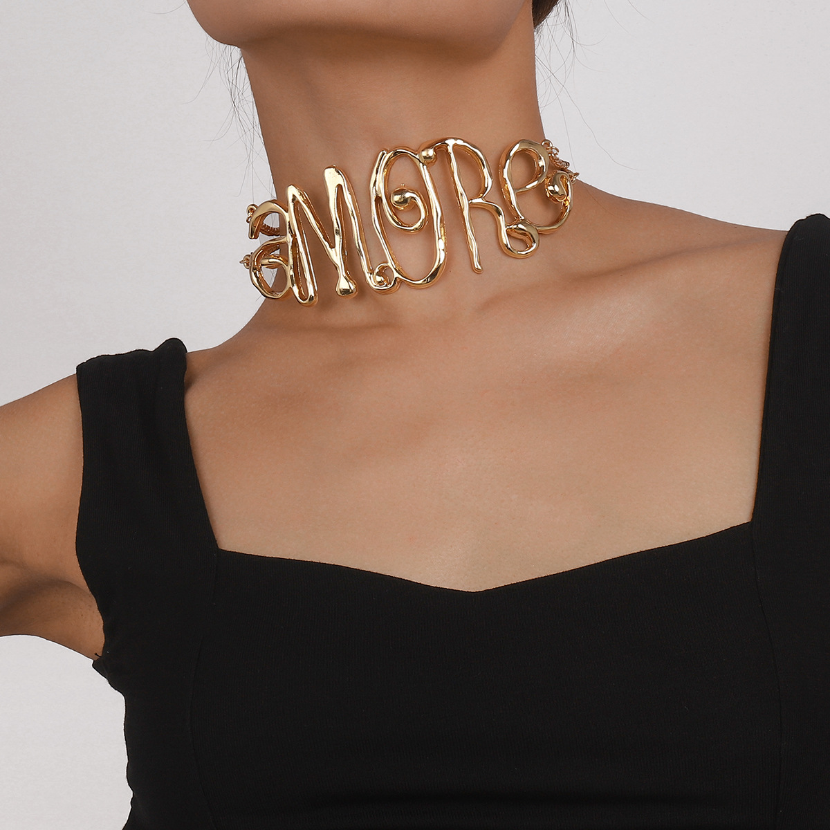 Choker Classification Alloy Chain Material Fashion Geometric Letter Alloy Choker Wholesale