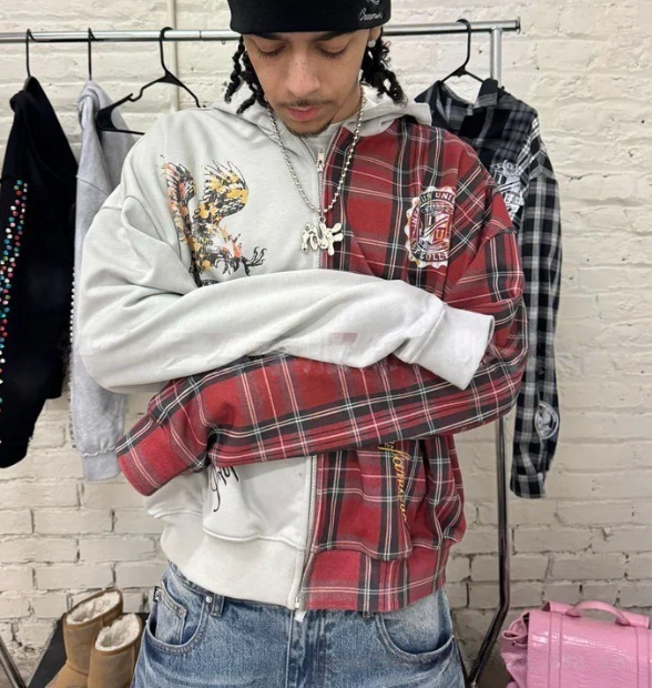新款跨境印花男女款卫衣短款连帽衫2025新款热卖百搭拉链开衫外套|undefined